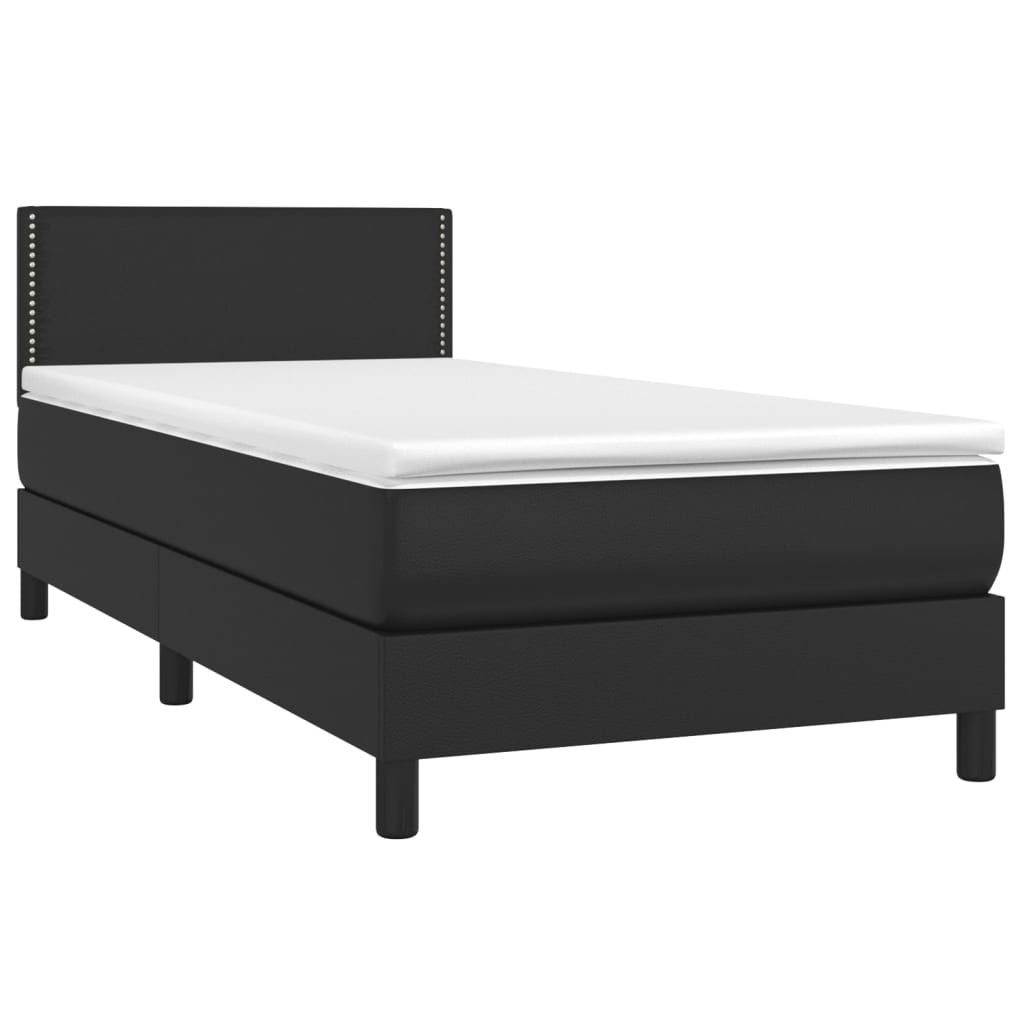 Boxspringbett mit Matratze & LED Schwarz 90x200 cm Kunstleder