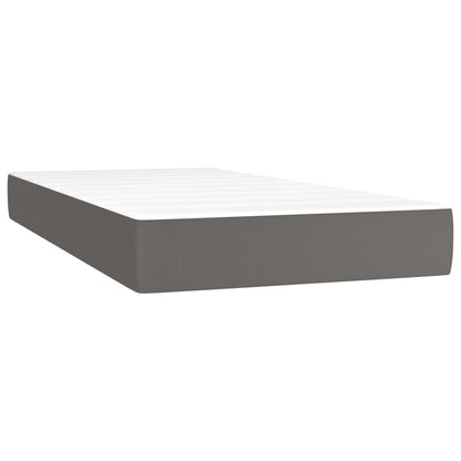 Boxspringbett mit Matratze & LED Grau 90x200 cm Kunstleder