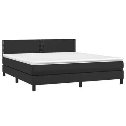 Boxspringbett mit Matratze & LED Schwarz 180x200 cm Kunstleder