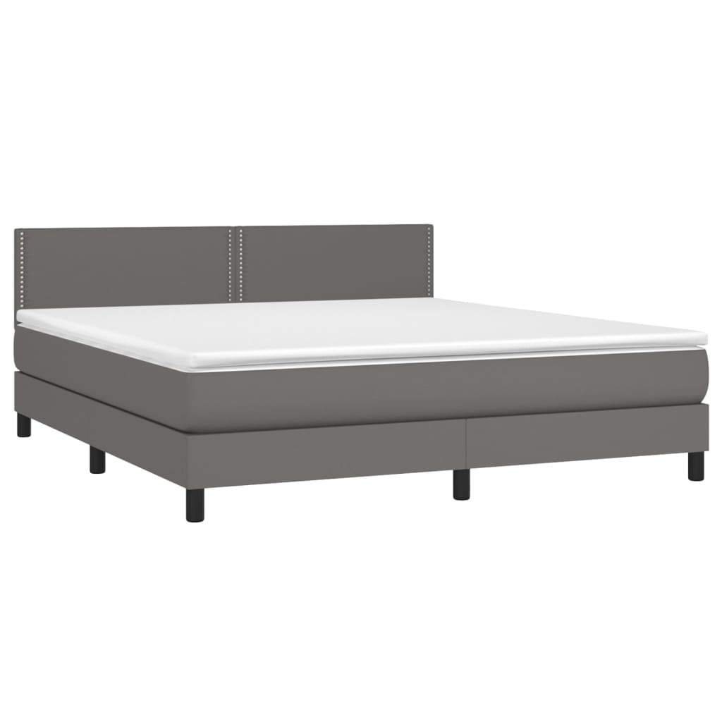 Boxspringbett mit Matratze & LED Grau 180x200 cm Kunstleder