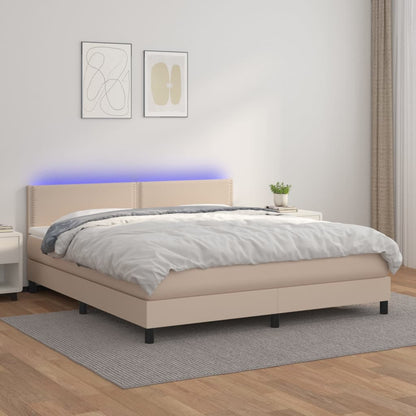 Boxspringbett mit Matratze & LED Cappuccino-Braun 180x200cm