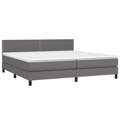 Boxspringbett mit Matratze & LED Grau 200x200 cm Kunstleder