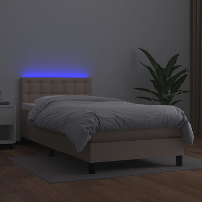 Boxspringbett mit Matratze & LED Cappuccino-Braun 90x200cm