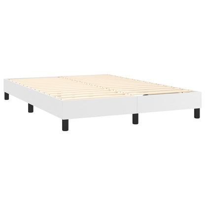 Boxspringbett mit Matratze & LED Weiß 140x200 cm Kunstleder