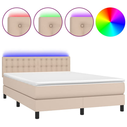 Boxspringbett mit Matratze & LED Cappuccino-Braun 140x200cm