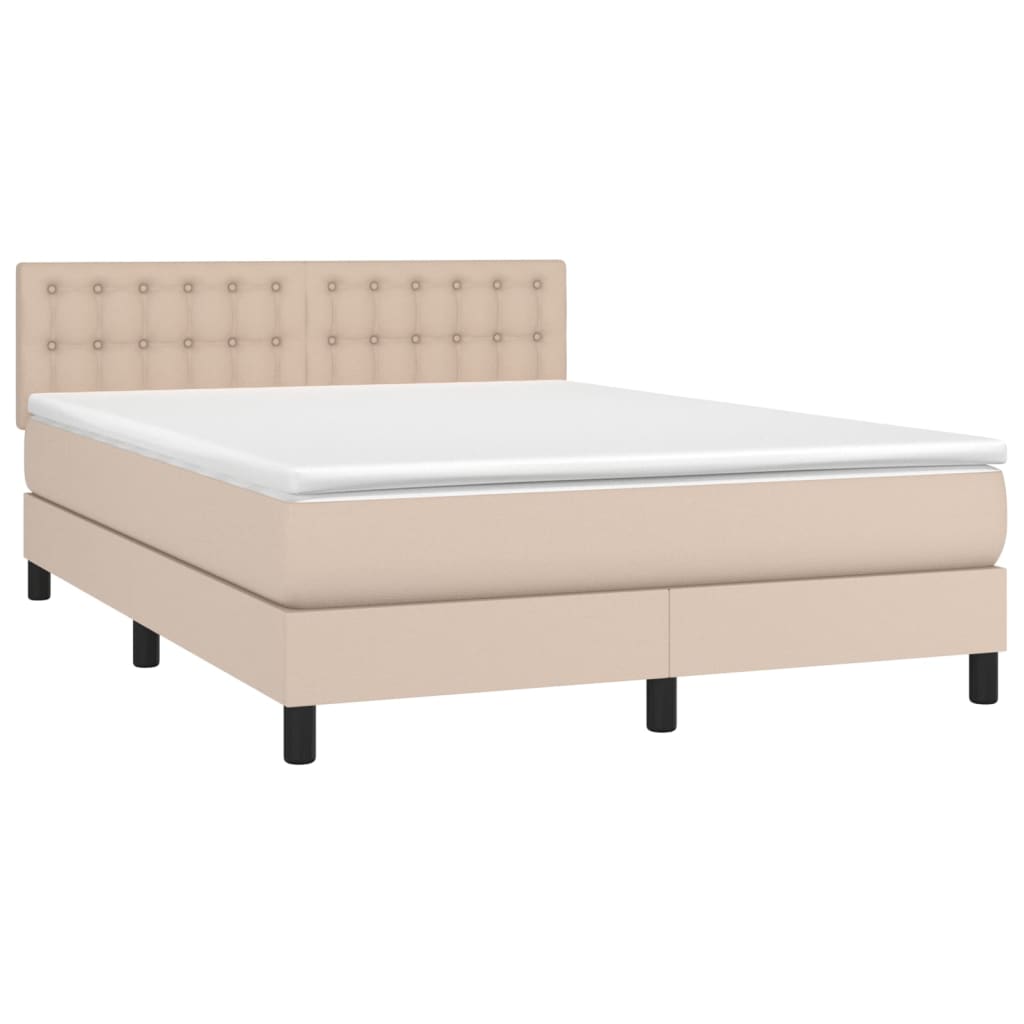 Boxspringbett mit Matratze & LED Cappuccino-Braun 140x200cm