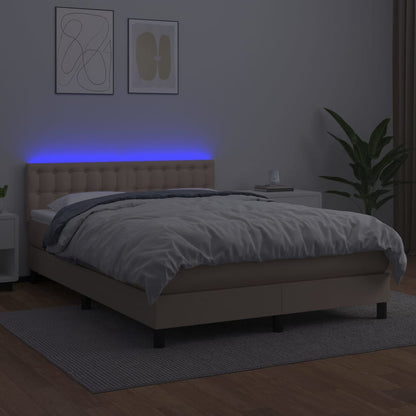 Boxspringbett mit Matratze & LED Cappuccino-Braun 140x200cm