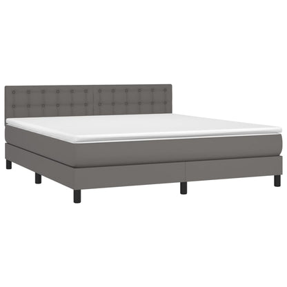 Boxspringbett mit Matratze & LED Grau 160x200 cm Kunstleder