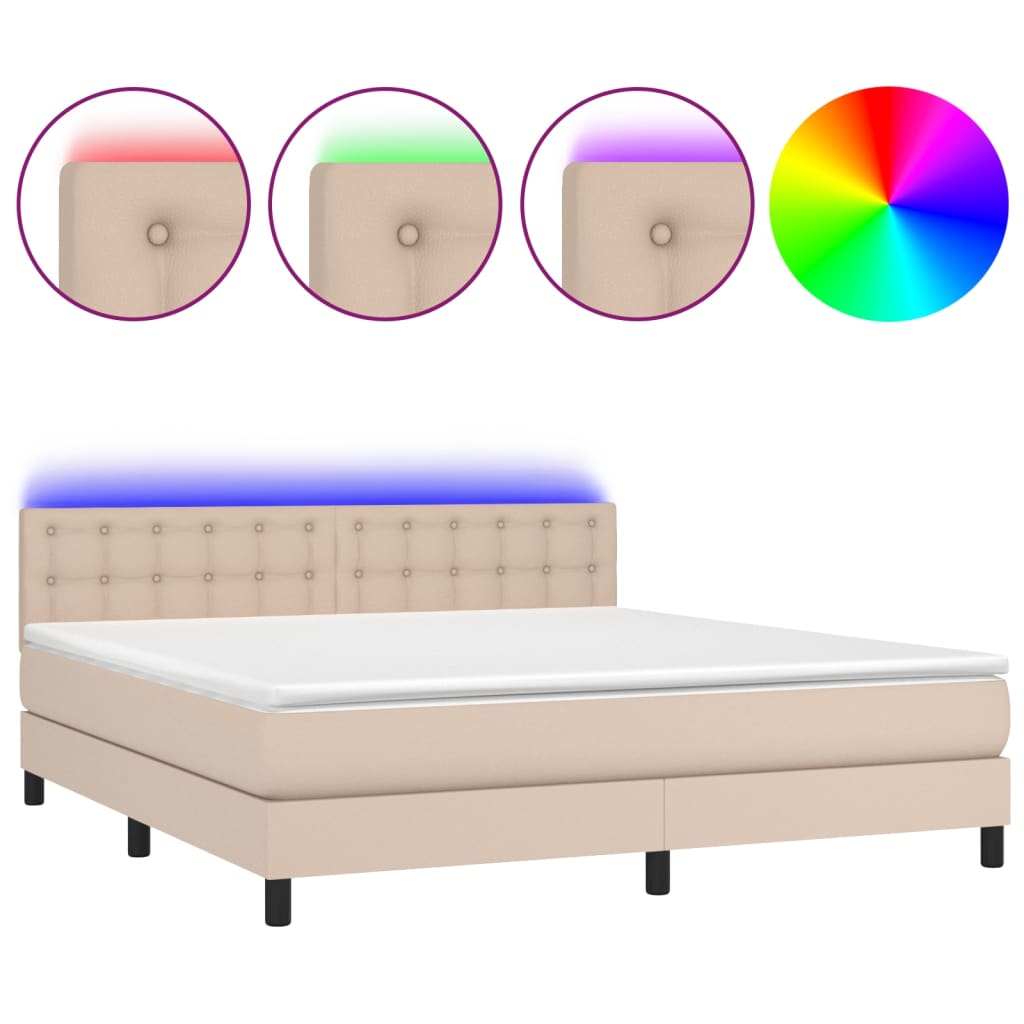 Boxspringbett mit Matratze & LED Cappuccino-Braun 160x200cm