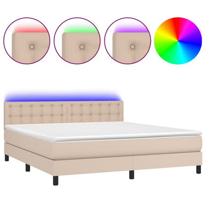 Boxspringbett mit Matratze & LED Cappuccino-Braun 160x200cm