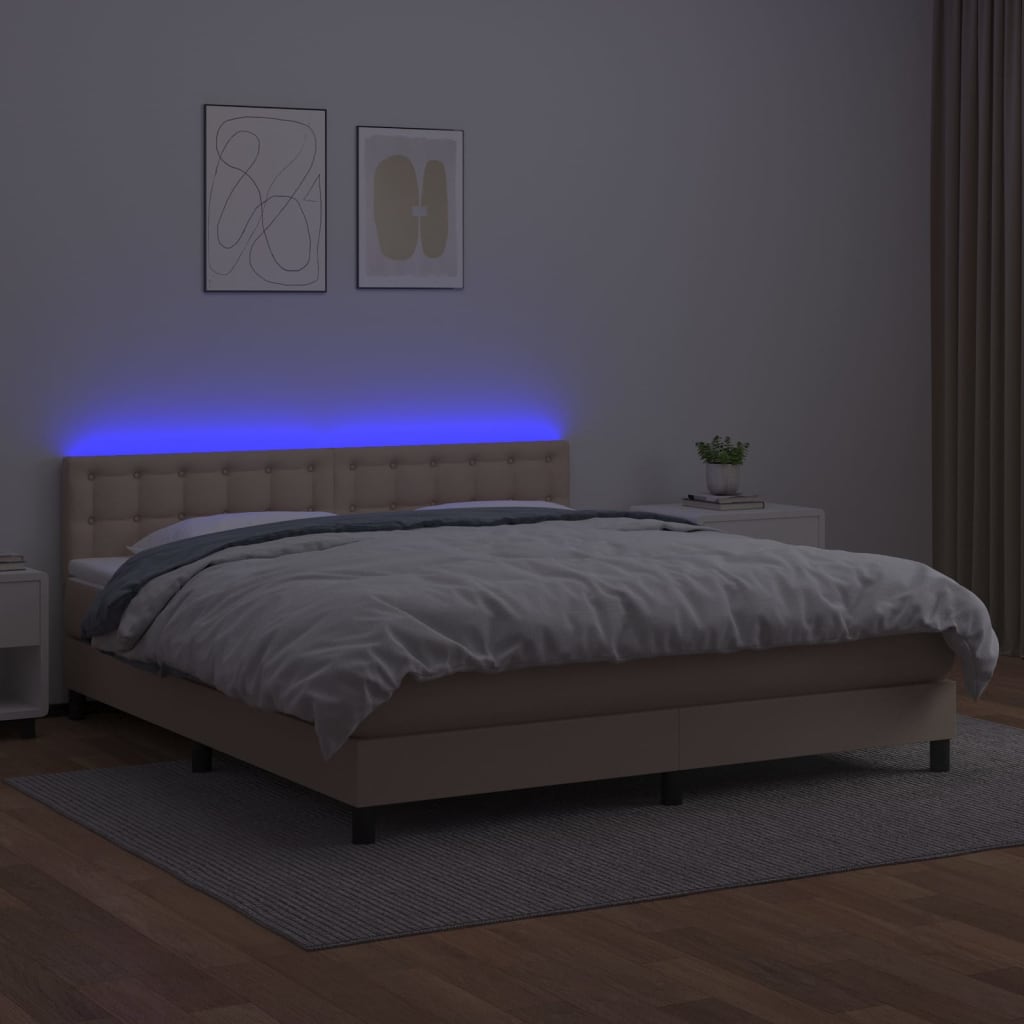 Boxspringbett mit Matratze & LED Cappuccino-Braun 160x200cm