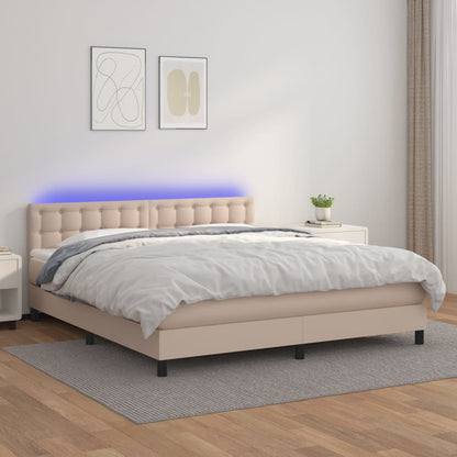 Boxspringbett mit Matratze & LED Cappuccino-Braun 160x200cm