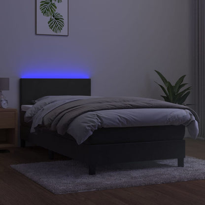 Boxspringbett mit Matratze & LED Dunkelgrau 90x200 cm Samt