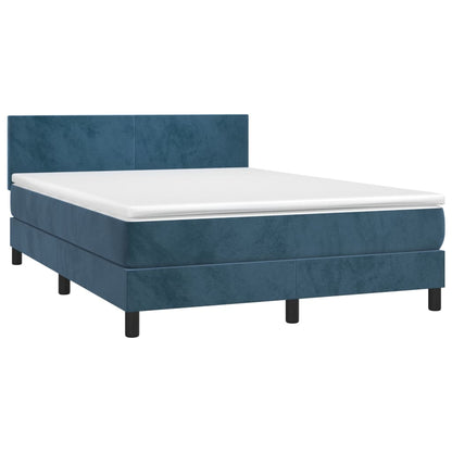 Boxspringbett mit Matratze & LED Dunkelblau 140x200 cm Samt