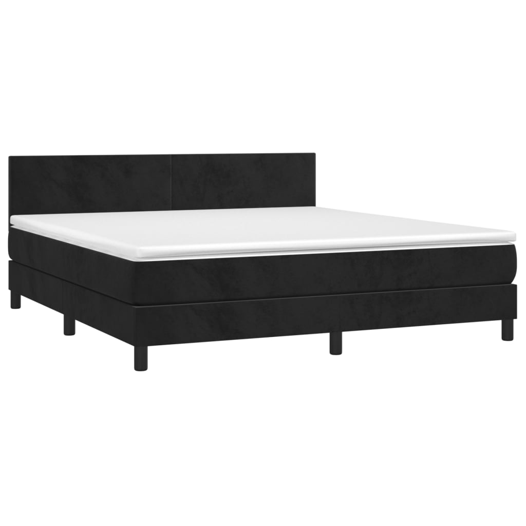 Boxspringbett mit Matratze & LED Schwarz 160x200 cm Samt