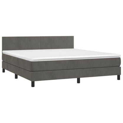 Boxspringbett mit Matratze & LED Dunkelgrau 180x200 cm Samt