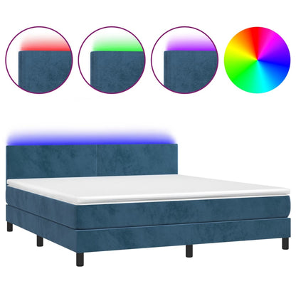 Boxspringbett mit Matratze & LED Dunkelblau 180x200 cm Samt