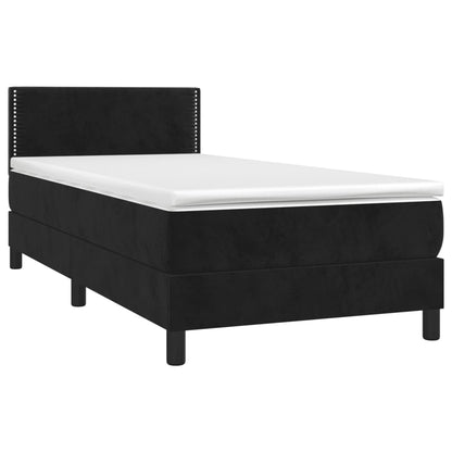 Boxspringbett mit Matratze & LED Schwarz 90x200 cm Samt