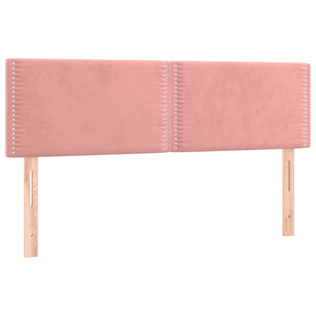 Box spring bed with mattress &amp; LED pink 140x200 cm velvet