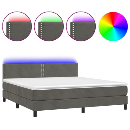 Boxspringbett mit Matratze & LED Dunkelgrau 160x200 cm Samt