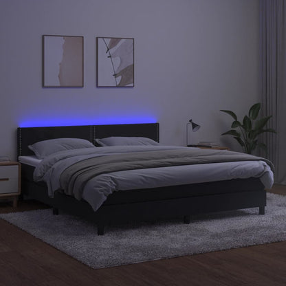 Boxspringbett mit Matratze & LED Schwarz 160x200 cm Samt