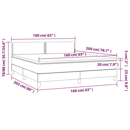 Boxspringbett mit Matratze & LED Schwarz 160x200 cm Samt