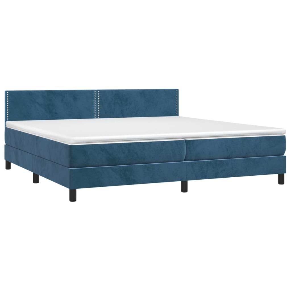 Boxspringbett mit Matratze & LED Dunkelblau 200x200 cm Samt