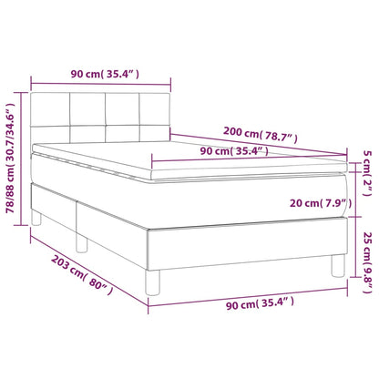 Boxspringbett mit Matratze & LED Dunkelgrün 90x200 cm Samt