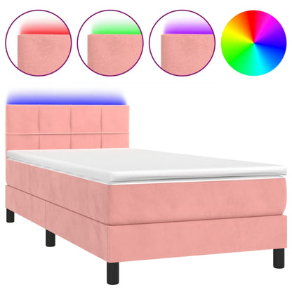 Boxspringbett mit Matratze & LED Rosa 90x200 cm Samt