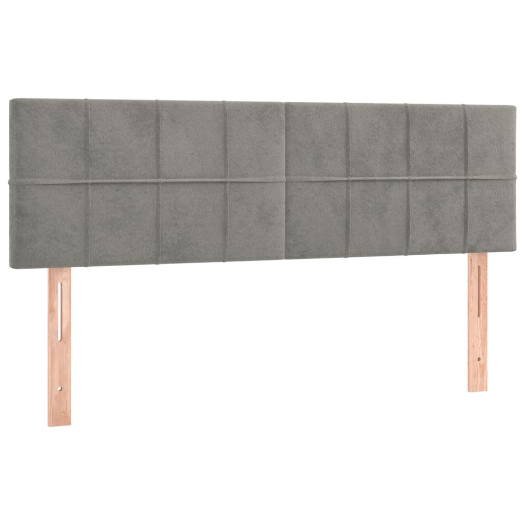 Box spring bed with mattress &amp; LED light grey 140x200 cm velvet