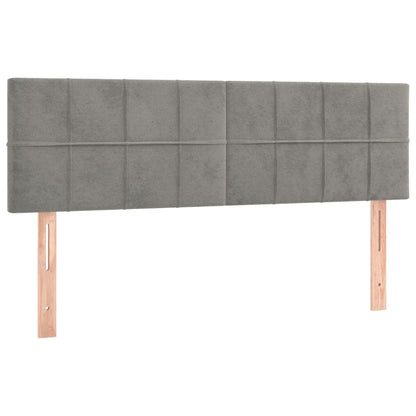 Box spring bed with mattress &amp; LED light grey 140x200 cm velvet