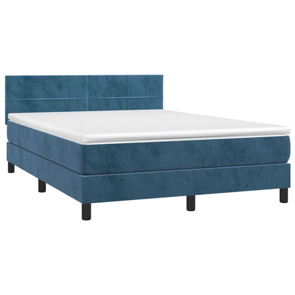 Boxspringbett mit Matratze & LED Dunkelblau 140x200 cm Samt