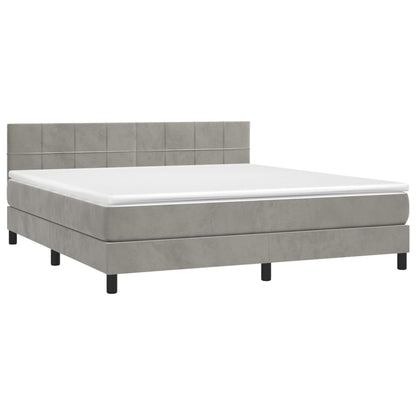 Boxspringbett mit Matratze & LED Hellgrau 180x200 cm Samt