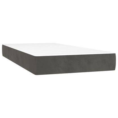 Box spring krevet s madracem i LED tamno sivi 200x200 cm baršun