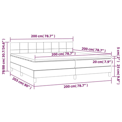 Box spring krevet s madracem i LED tamno sivi 200x200 cm baršun