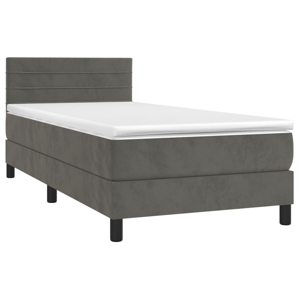 Boxspringbett mit Matratze & LED Dunkelgrau 90x200 cm Samt