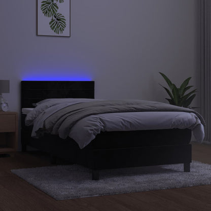 Boxspringbett mit Matratze & LED Schwarz 90x200 cm Samt