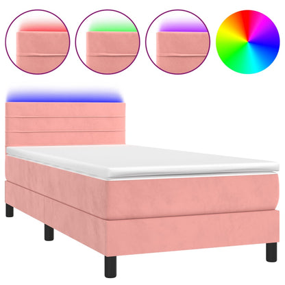 Boxspringbett mit Matratze & LED Rosa 90x200 cm Samt