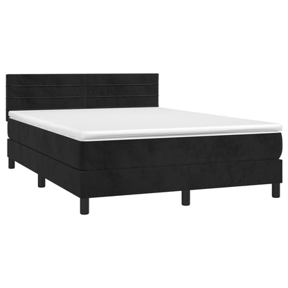 Boxspringbett mit Matratze & LED Schwarz 140x200 cm Samt