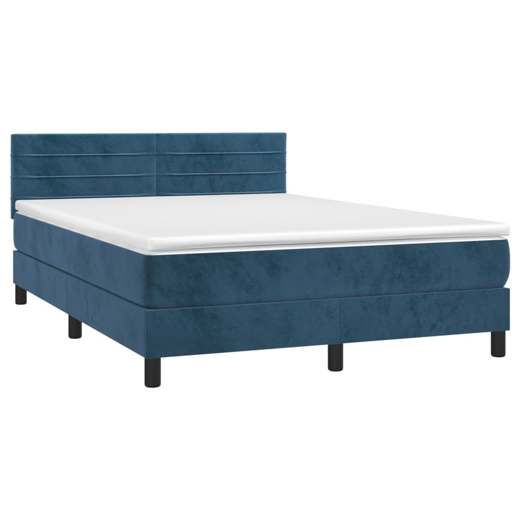 Boxspringbett mit Matratze & LED Dunkelblau 140x200 cm Samt