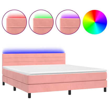 Boxspringbett mit Matratze & LED Rosa 160x200 cm Samt