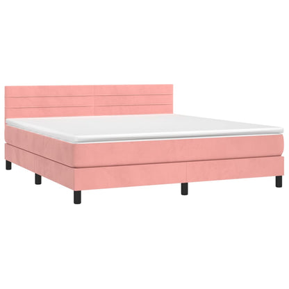 Boxspringbett mit Matratze & LED Rosa 160x200 cm Samt