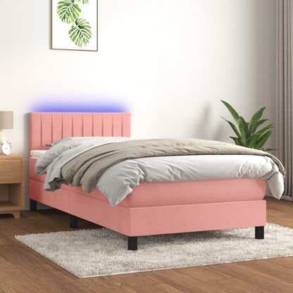 Boxspringbett mit Matratze & LED Rosa 90x200 cm Samt