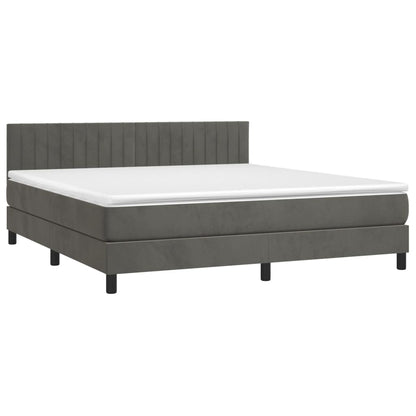 Boxspringbett mit Matratze & LED Dunkelgrau 160x200 cm Samt