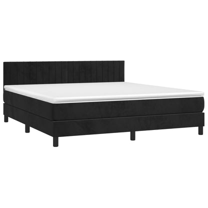 Boxspringbett mit Matratze & LED Schwarz 160x200 cm Samt