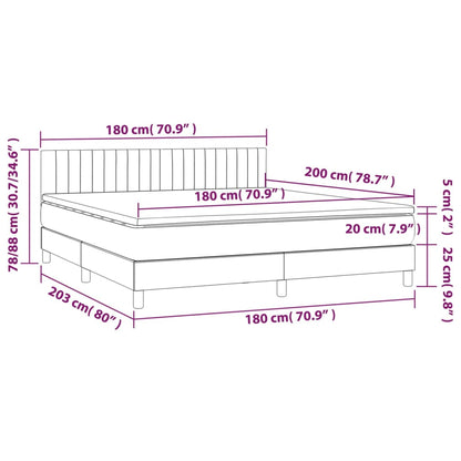 Boxspringbett mit Matratze & LED Dunkelgrau 180x200 cm Samt