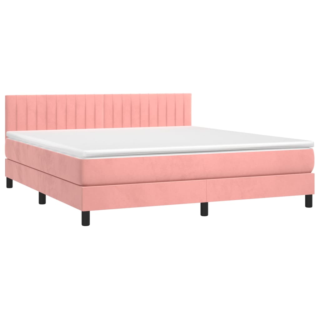 Boxspringbett mit Matratze & LED Rosa 180x200 cm Samt