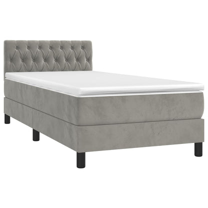 Boxspringbett mit Matratze & LED Hellgrau 90x200 cm Samt