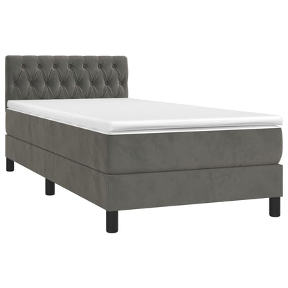 Boxspringbett mit Matratze & LED Dunkelgrau 90x200 cm Samt