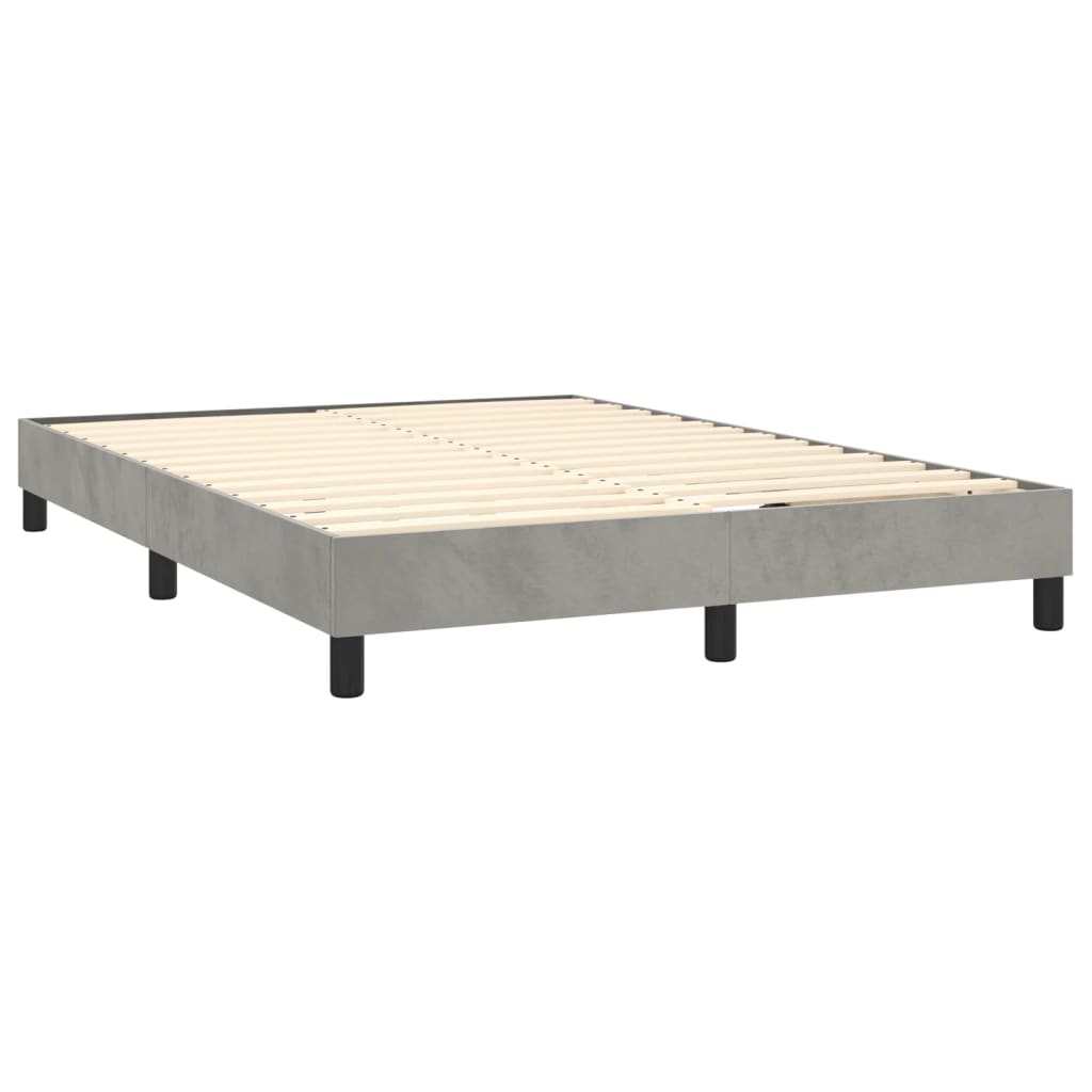 Boxspringbett mit Matratze & LED Hellgrau 140x200 cm Samt